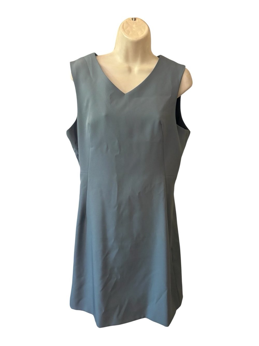 Tailored V-Neck Sleeveless Dress in Slate Blue - Picture 2 of 7